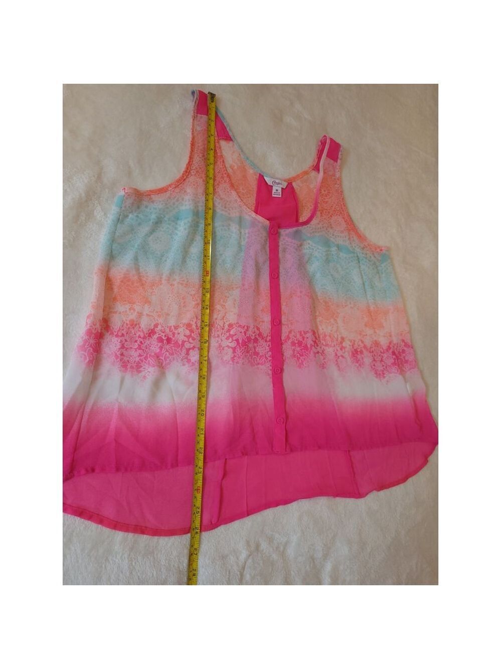 Candie's Women's Pink Tank Top Size M High-Low Hem - Picture 5 of 8